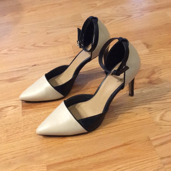 black and cream heels